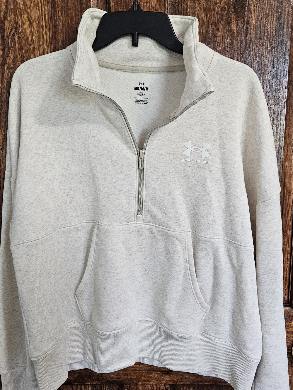 Under Armour Women's Quarter-Zip Pullover Hoodie in Light Heather Cream
